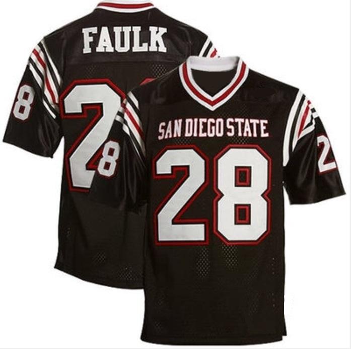 Men's San Diego State Aztecs #28 Marshall Faulk Black College Football Throwback Stitched NCAA Jersey